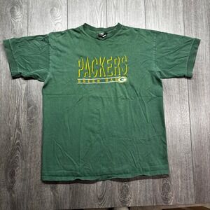 Vintage Green Bay Packers Legends Athletic Embroidered T-Shirt Mens Large Green